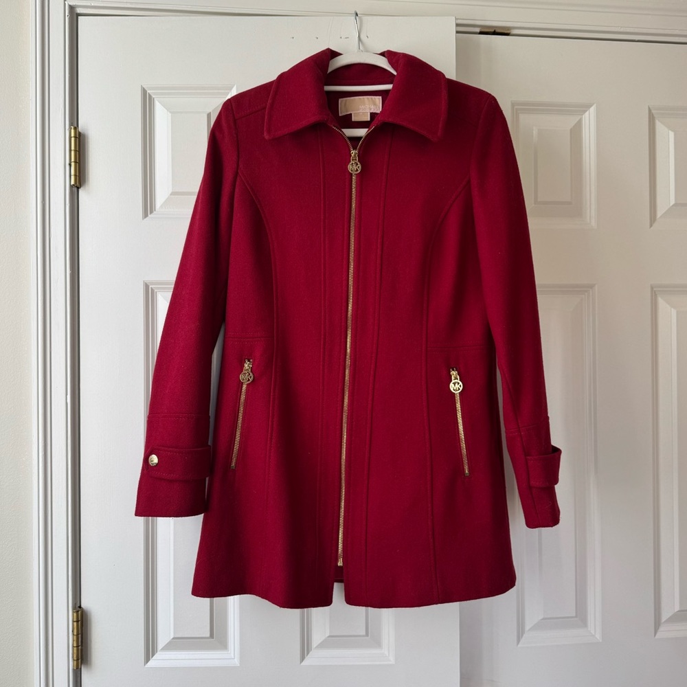 Michael Kors Wool Jacket Red/Burgundy with gold accents size M